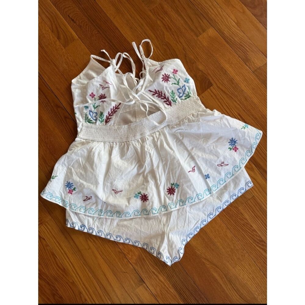 New By Anthropologie Cross-Stitch Embroidered Playsuit Size M - Picture 7 of 10
